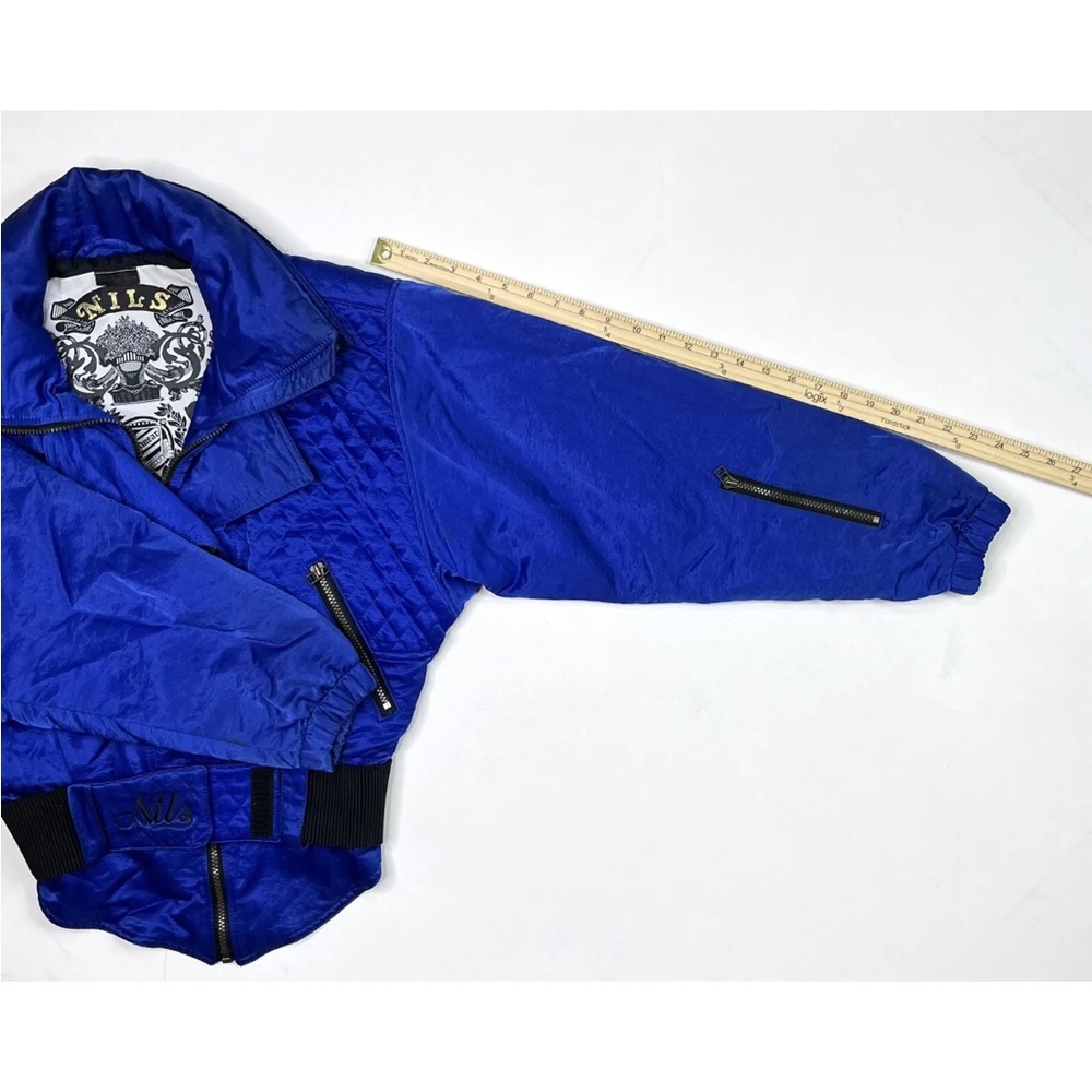 Nils Ski Jacket Womens 10 Vintage USA Full Zip Blue Belted Snowboard Coat - Picture 9 of 10